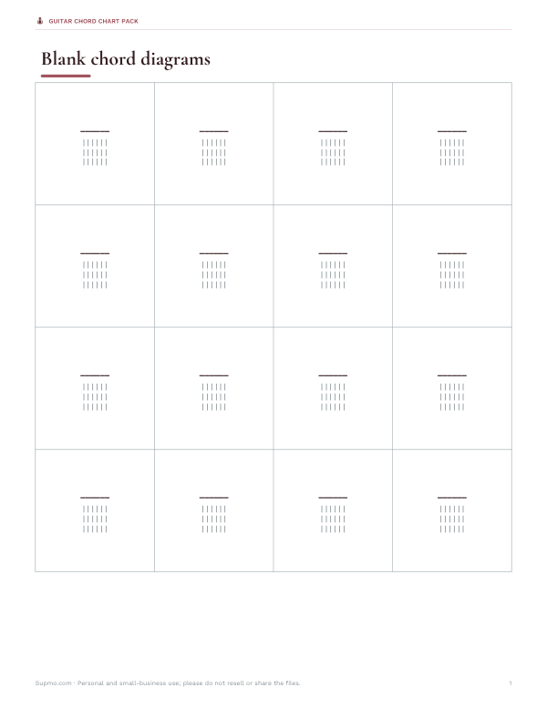 Preview of Printable Blank Guitar Chord Diagrams